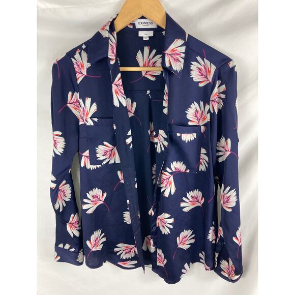 Express The Portofino Shirt Long Sleeve Button Up Shirt Floral Print Medium Slim - Picture 1 of 3